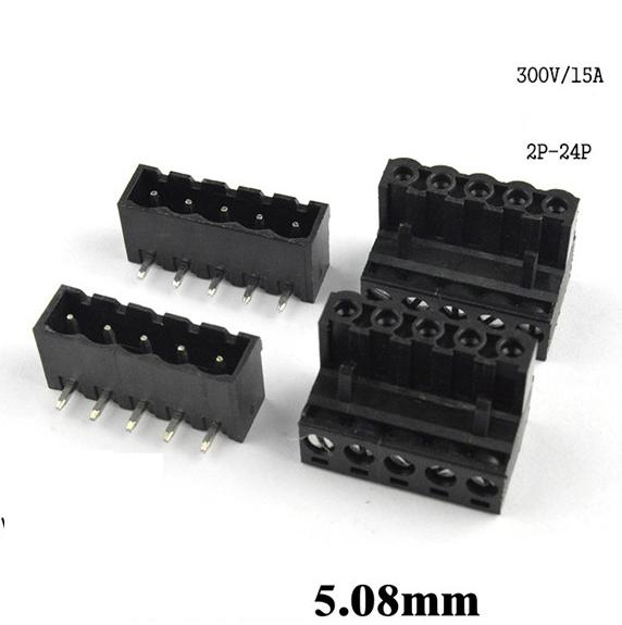 5.08mm Pitch PCB Pluggable Screw Terminal Blocks Plug + Right Angle Pin