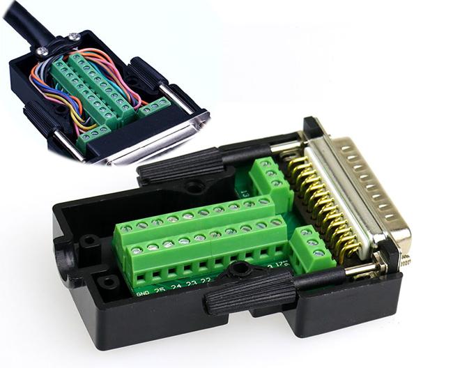 DB25 D Sub 25 Pin Connectors to Terminal Blocks Adapter with housing