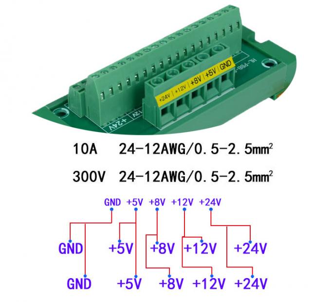 DC 24V 8V 12V 5V Power Supply Source Wiring Distribution Splitter Terminal Blocks Breakout Board