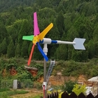 Garden Yard Rainbow Windmills Wind Turbine Weather Vane Spinner Power Generator With Led Strip Light