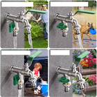 Garden Hose Faucet Water Tap Brass Ball Valve Outdoor Yard Bibcock Double Outlets