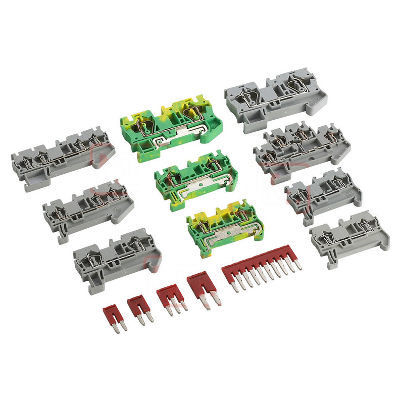 Din Rail Grouding Earth Screwless Cage Spring Terminal Blocks Two Color