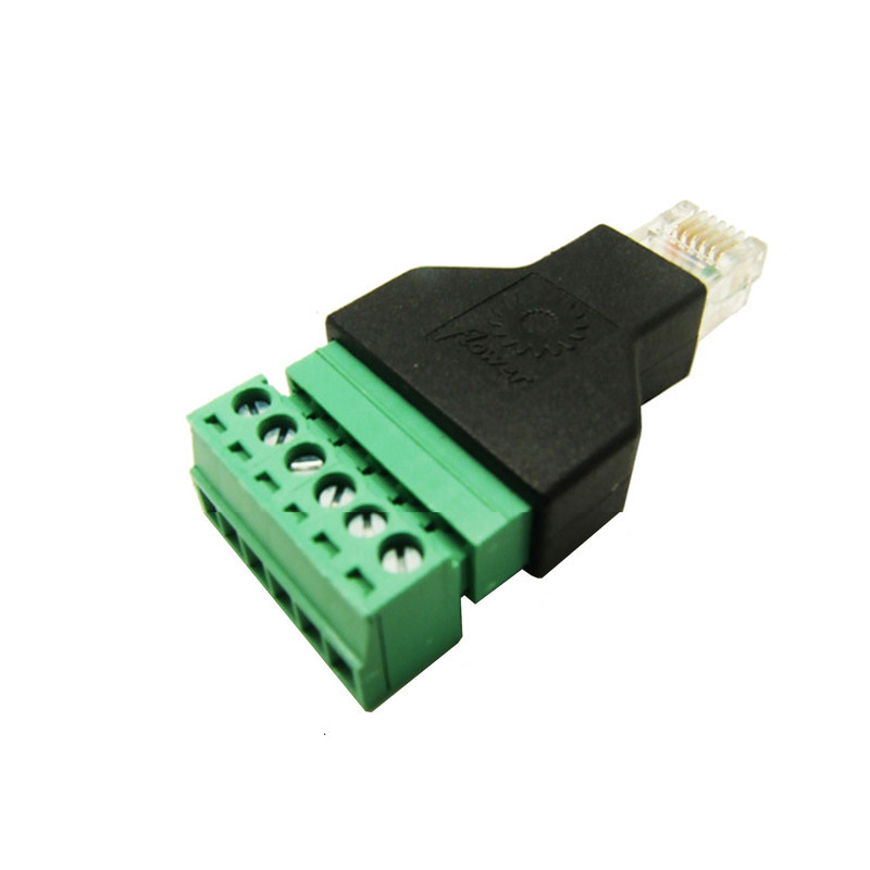 RJ12 6P6C Connectors Modular Plugs to 6 Pin Screw Terminal Blocks Adapter