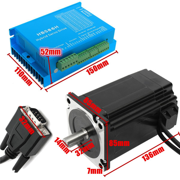 8N.m Nema 34 1.8 Degree 3 Phase Hybrid Closed Loop Stepper Servo Motor ...
