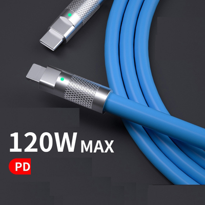 Laptops Tablets Cell Phones USB 3.1 Type C Charge Cable 6mm Outer Diameter PD 120 Watt Charging