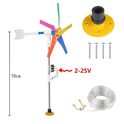 Garden Yard Rainbow Windmills Wind Turbine Weather Vane Spinner Power Generator With Led Strip Light