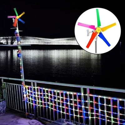 Garden Yard Rainbow Windmills Wind Turbine Weather Vane Spinner Power Generator With Led Strip Light