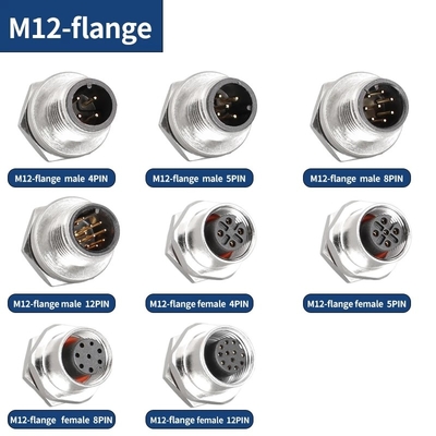 M12 Sensor Connector Waterproof Male Female Plug Screw Coupling 3 4 5 8 12 Pin A type Sensor Connectors