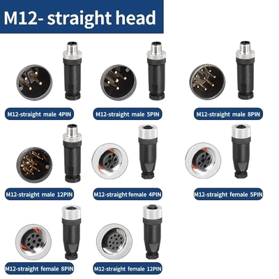 M12 Sensor Connector Waterproof Male Female Plug Screw Coupling 3 4 5 8 12 Pin A type Sensor Connectors