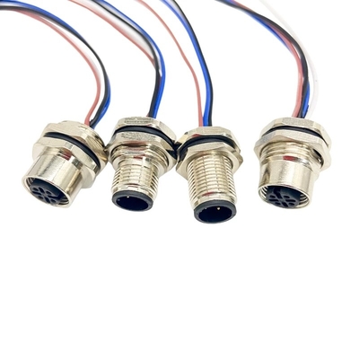 M12 Plugs and Sockets Panel Mounted Wire Terminals Connector 20cm 4P 5P 8P