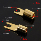 Audio Crimp Spade Terminal Gold Plated 0GA/ 2GA /4GA /6GA /8GA / 10GA