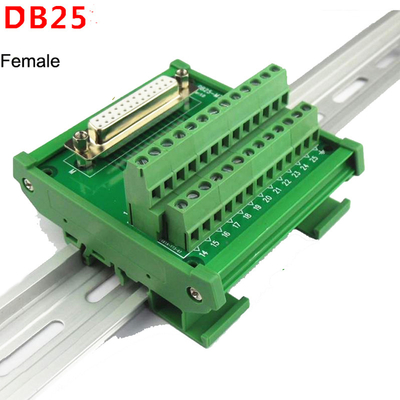 DB25 Single End Connectors D Sub 25 Pin Terminal Block Breakout Board DIN Rail Mounting
