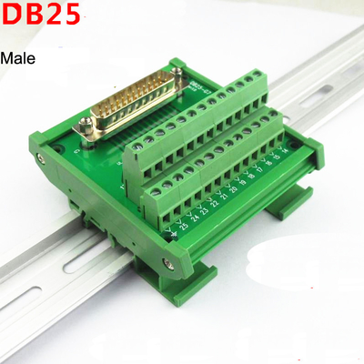 DB25 Single End Connectors D Sub 25 Pin Terminal Block Breakout Board DIN Rail Mounting