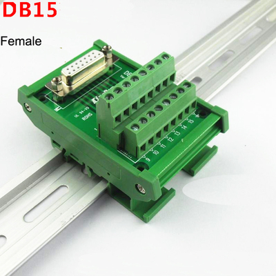 DB15 Single End Connectors D Sub 15 Pin Terminal Block Breakout Board DIN Rail