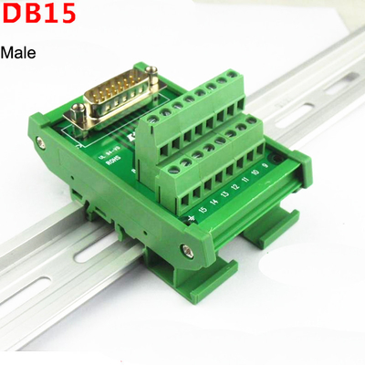 DB15 Single End Connectors D Sub 15 Pin Terminal Block Breakout Board DIN Rail