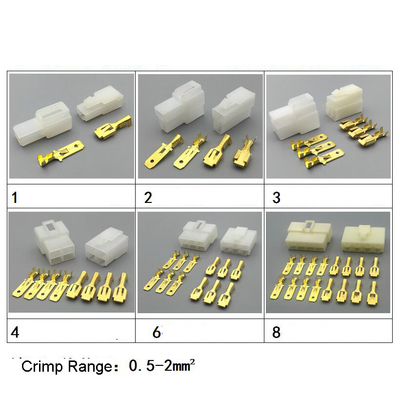 6.3mm Crimp Terminal Housing Car Electrical Connectors 1 Way Pin to 8 Way Pin