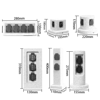 Outdoor Garden In-ground Lawn Electrical Power Sockets Outlet Imitation Marble Polyethylene Plastic