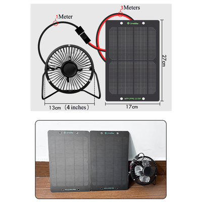 Solar Powered USB Fan Solar Panel Mini Portable Metal Fan Cooling Ventilation