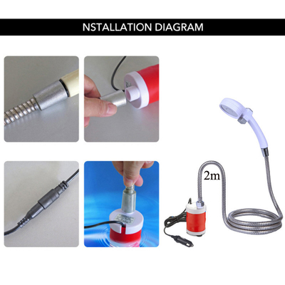 12V 20W Electric Submersible Pump Car Washer Handheld Faucet Set Outdoor Bath Camping Shower Kit