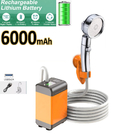 6000mAh Rechargeable Battery Powered Outdoor Shower Water Pump for Travel Beach Pet Cleaning
