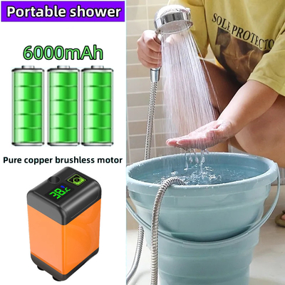 6000mAh Rechargeable Battery Powered Outdoor Shower Water Pump for Travel Beach Pet Cleaning