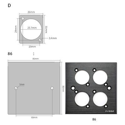 RJ45 Network Ethernet Socket  D Type Module RJ45 Female Adapter to 8-pin Connector for 86 Panel Mount