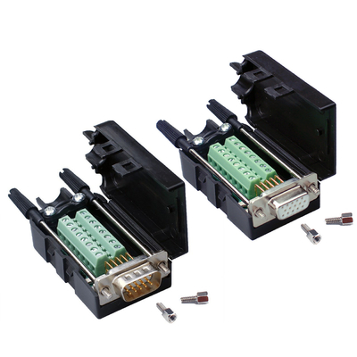 DB15 D Sub 15 Pin VGA ( 3+9 ) Three Row Male Female Connectors to Terminal Blocks Adapter