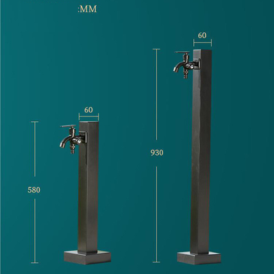 Black Garden Yard Bibcock Water Taps Stainless Steel Standpipe Sqaure Watering Post 93cm Height