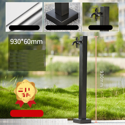 Black Garden Yard Bibcock Water Taps Stainless Steel Standpipe Sqaure Watering Post 93cm Height