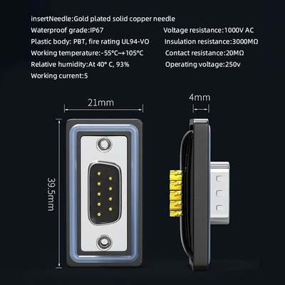 Waterproof DB9 Connector D Sub 9 Pin to Screw Terminal Blocks RS 232 485 Serial Adapter Panel Mount