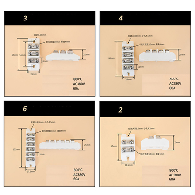 11mm Ceramic Barrier Screw Terminal Blocks 800℃ High Temperature Resistance 60 Amps 380 Volts