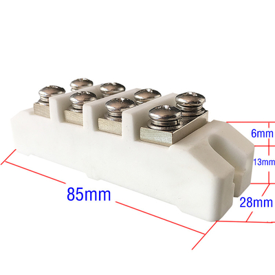 11mm Ceramic Barrier Screw Terminal Blocks 800℃ High Temperature Resistance 60 Amps 380 Volts