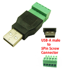 USB Male or Female Jack  to 5 Pin Screw Terminal Blocks Connector Adapter