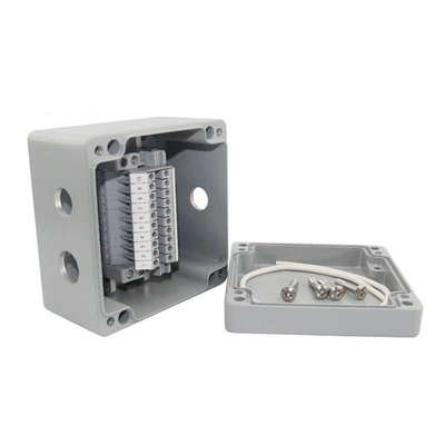 3 Ways Waterproof Aluminum Distribution Junction Box with UK2.5B Din Rail Terminal Blocks 120*120*82mm