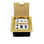VGA RJ45 Audio Multimedia Combination Pop Up Brass Floor Sockets Ground Outlet Box Waterproof
