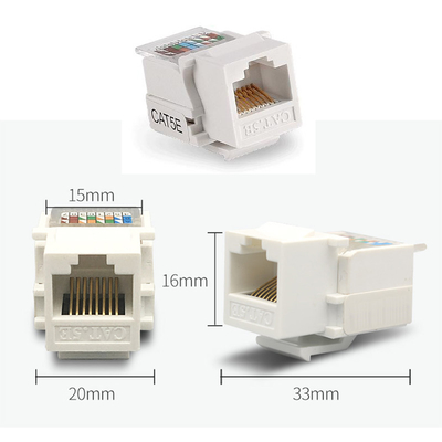 Dual Port  RJ11 RJ45 Telephone Network Modular Jack Cat5E Quick Clamp For Wall Socket Outlet