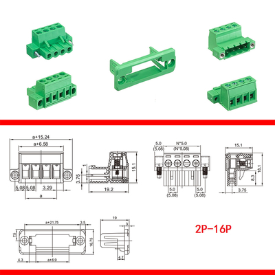 5.08 mm pitch Feed Through Flange Screw Terminal Blocks Dismountable