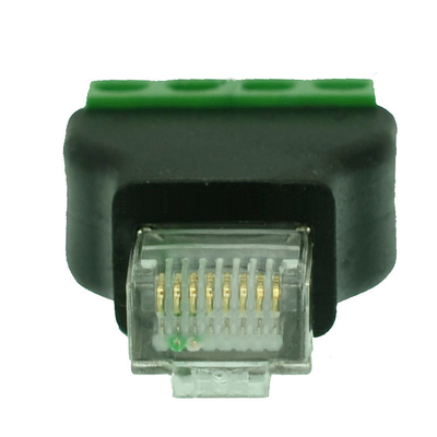 RJ45 Network Male Plug 8P8C to RS485 4 Pin Screw Terminal Block Adapter