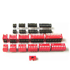 2.54mm Pitch Slide DIP Switch 1 2 3 4 5 6 8 9 10 Positions PCB Mount Double Row Red Blue Black