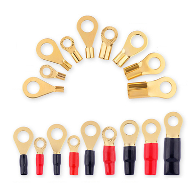 Audio Crimp Ring Terminal Gold Plated 0GA/ 2GA /4GA /6GA /8GA / 10GA