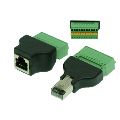 RJ45 Network Plug Male or Female 10P10C RJ48 to 10 pin Screw Terminal Block Adapter