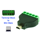 Mini USB Male or Female Jack  to 5 Pin Screw Terminal Blocks Connector Adapter
