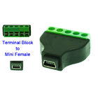 Mini USB Male or Female Jack  to 5 Pin Screw Terminal Blocks Connector Adapter