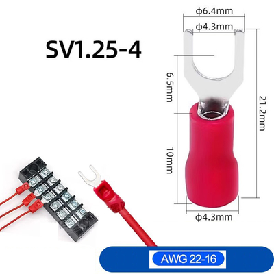 10Pin 20AWG 0.5mm² Jumper Wire Fork Ferrules terminals Connecting Cable 5 Amps Curent 20cm 30cm 50cm 100cm