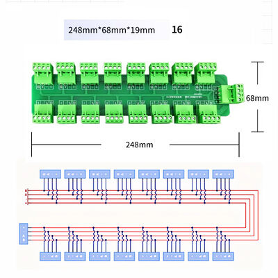 16 ways 8 Ways RS485 Distribution Hub Wiring Connection Terminal Blocks Breakout Board
