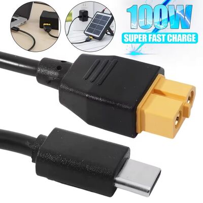 USB Type C Male to XT60 Female Charging Cable 100cm for Drone Model 100 Watts 5 Amps PD2.0 QC2.0