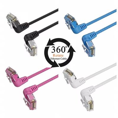 CAT6A Ethernet Cable 10Gbps 90 / 360 Degree Rotation Patch Cord Rj45 Connector For Laptop Router Network Lan Cable