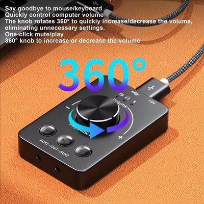 Sound Controller USB Computer Speaker Volume Control Knob Adjustment  Bluetooth 5.1 With Play Pause Skip Mute 3 Modes