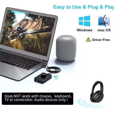 Sound Controller USB Computer Speaker Volume Control Knob Adjustment  Bluetooth 5.1 With Play Pause Skip Mute 3 Modes