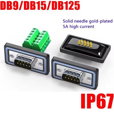 Waterproof DB9 Connector D Sub 9 Pin to Screw Terminal Blocks RS 232 485 Serial Adapter Panel Mount